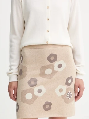 Kenzo spódnica z wełną kolor beżowy mini rozkloszowana FF62JU6003CR