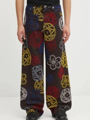 Kenzo spodnie bawełniane Futura Turn Up Wide Fit męskie kolor brązowy proste FF65PA3839G2