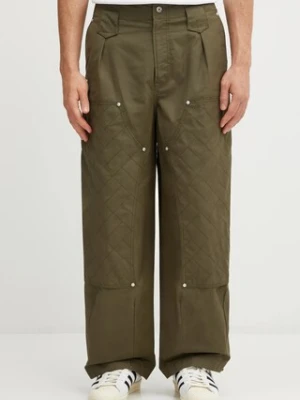 Kenzo spodnie bawełniane Weave Double Knee Pant męskie kolor zielony w fasonie chinos FF65PA2469HD