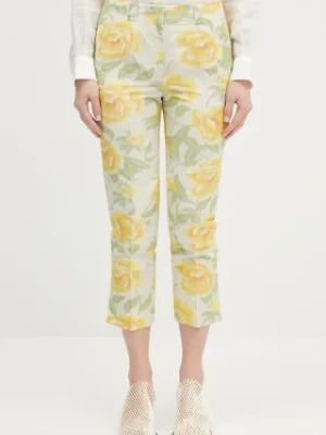 Kenzo spodnie damskie kolor żółty proste high waist FF52PA0939O1.01