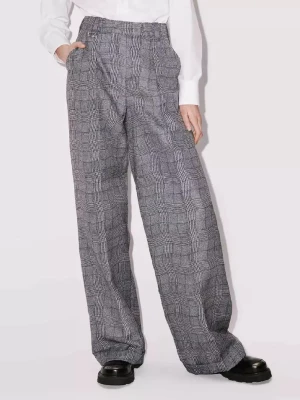 Kenzo Spodnie w kratę z szerokimi nogawkami "Wavy Check" rozmiar