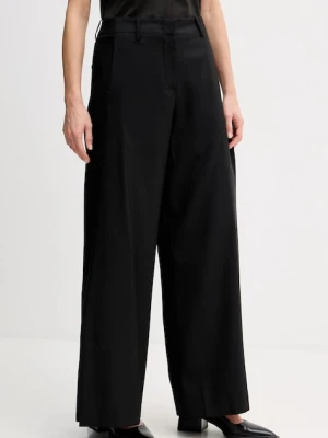 Kenzo spodnie wełniane damskie kolor czarny szerokie high waist FF52PA0999RA.99