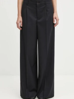 Kenzo spodnie wełniane damskie kolor granatowy szerokie high waist FF62PA1099ID