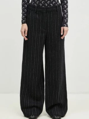 Kenzo spodnie wełniane Stripped Wide Pants kolor czarny proste high waist FE62PA0949GM.99