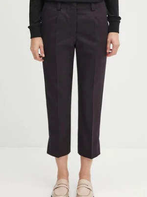 Kenzo spodnie wełniane Weave Cropped damskie kolor granatowy dopasowane high waist FF62PA0939ID