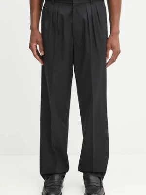 Kenzo spodnie wełniane Weave Pleated Tailored męskie kolor czarny proste FF65PA2149ID