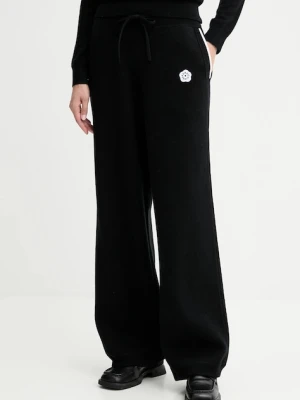Kenzo spodnie z dodatkiem wełny damskie kolor czarny szerokie high waist FF62PA6003LF