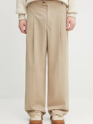 Kenzo spodnie z wełną męskie kolor beżowy w fasonie chinos FF65PA3689RZ