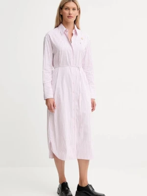 Kenzo sukienka bawełniana kolor różowy midi prosta FF62RO4049LU