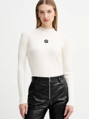 Kenzo sweter damski kolor beżowy lekki z półgolfem FF62TO6123LG