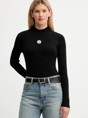 Kenzo sweter damski kolor czarny lekki z półgolfem FF62TO6123LG