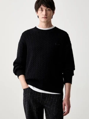 Kenzo sweter męski z dodatkiem wełny czarny