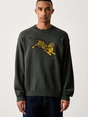 Kenzo sweter męski z wełną zielony