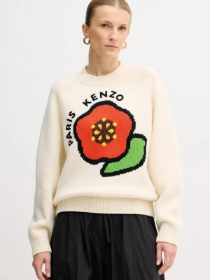 Kenzo sweter wełniany Pop damski kolor beżowy ciepły FF52PU7043LA.02