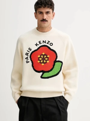 Kenzo sweter wełniany Pop męski kolor beżowy ciepły FF55PU7223LA.02