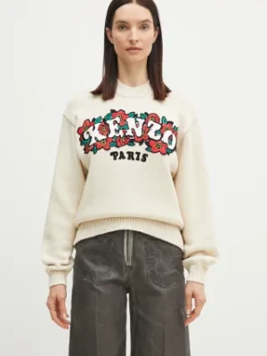 Kenzo sweter wełniany x Verdy damski kolor beżowy ciepły FF52PU4913CX.02