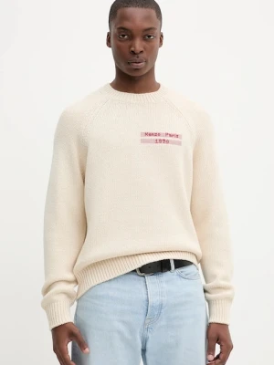 Kenzo sweter z wełną męski kolor beżowy ciepły FF65PU7453CF