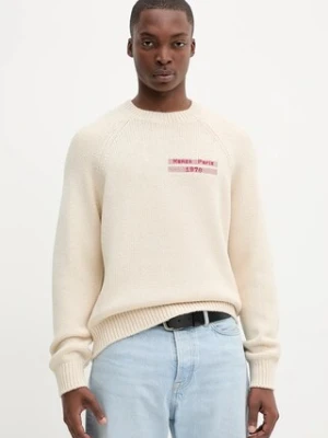 Kenzo sweter z wełną męski kolor beżowy ciepły FF65PU7453CF