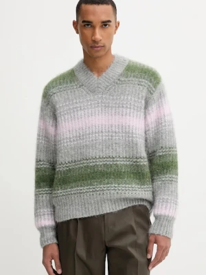Kenzo sweter z wełną męski kolor szary ciepły FF65PU7423CG