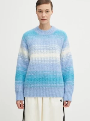 Kenzo sweter z wełną Speed Stripe Hairy Knit Jumper damski kolor niebieski FF62PU7163CG