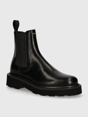 Kenzo sztyblety skórzane Ukio Chelsea Boots damskie kolor czarny na płaskim obcasie FE62BT115L52.99