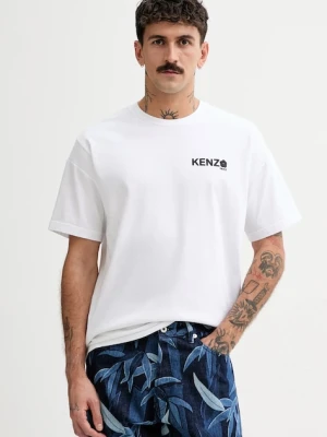 Kenzo t-shirt bawełniany Boke Flower 2.0 męski kolor biały z nadrukiem FF55TS4894SG.01