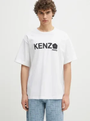 Kenzo t-shirt bawełniany Boke Flower 2.0 męski kolor biały z nadrukiem FF55TS4914SG.01