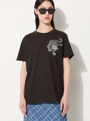 Kenzo t-shirt bawełniany Gots Star Tiger Emb Loose damski kolor czarny FE62TS1354SG.99J