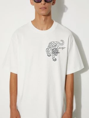 Kenzo t-shirt bawełniany Gots Star Tiger Emb Oversize T męski kolor biały z aplikacją FE65TS2964SI.02