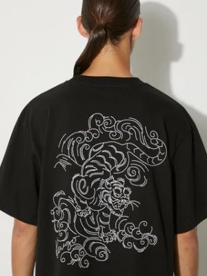 Kenzo t-shirt bawełniany Gots Star Tiger Emb Oversize T męski kolor czarny z aplikacją FE65TS2964SI.99J