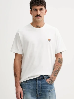 Kenzo t-shirt bawełniany Happy Tiger męski kolor biały z aplikacją FF55TS5274SG.02