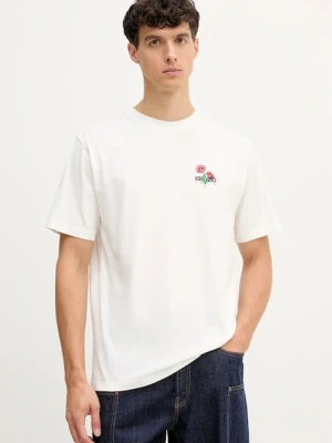 Kenzo t-shirt bawełniany męski kolor beżowy z aplikacją FF65TS2594SG