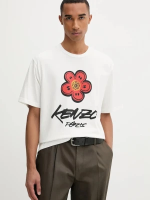 Kenzo t-shirt bawełniany męski kolor biały z nadrukiem FF65TS2654SG