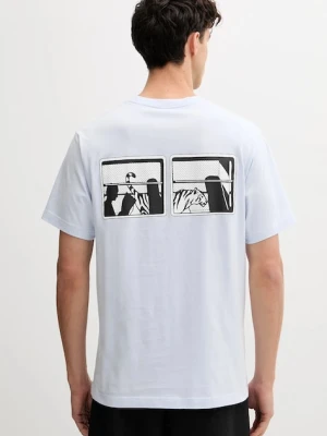 Kenzo t-shirt bawełniany męski kolor niebieski z nadrukiem FF65TS2564SG