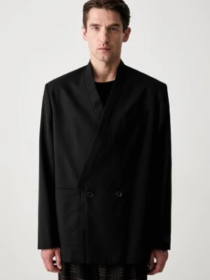 Kenzo Weave Kimono Tailored marynarka dwurzędowa wełniana męska