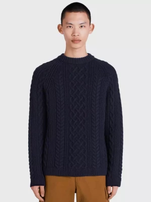 Kenzo Wełniany granatowy sweter Merino