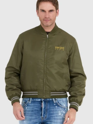 KENZO Zielona kurtka bomberka męska z żółtym logo, Rozmiar XXL