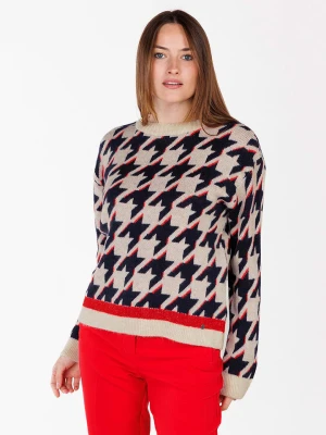 KEY LARGO Sweter "Check" w kolorze beżowo-czarnym rozmiar: XS