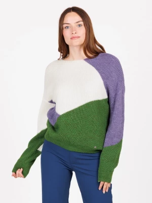 KEY LARGO Sweter "Surprise" w kolorze kremowo-fioletowo-ciemnozielonym rozmiar: XL