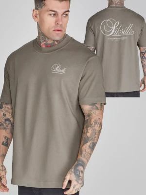 Khaki koszulka męska z grafiką SikSilk