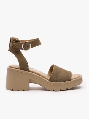 Khaki sandały na traperowym spodzie Ryłko