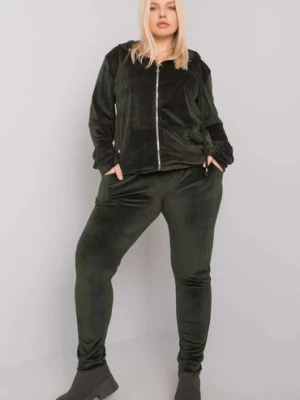 Khaki welurowy komplet plus size Michell RELEVANCE
