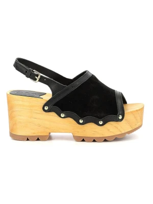 Kickers Skórzane sandały "Kick Wedge Wood" w kolorze czarnym rozmiar: 40
