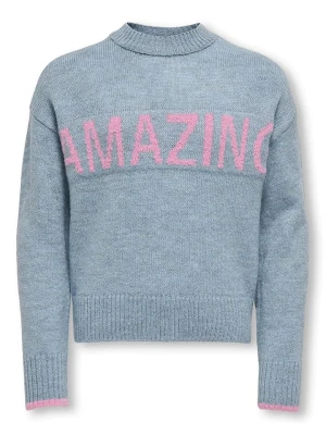 KIDS ONLY Sweter "Amour" w kolorze jasnoróżowo-błękitnym rozmiar: 122/128