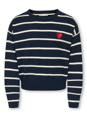 KIDS ONLY Sweter "Amy" w kolorze granatowo-kremowym rozmiar: 122 / 128