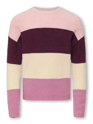 KIDS ONLY Sweter "Sandy" w kolorze fioletowo-jasnoróżowo-kremowym rozmiar: 146/152