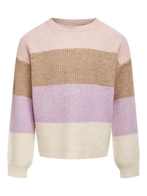 KIDS ONLY Sweter "Sandy" w kolorze jasnoróżowo-jasnobrązowo-fioletowym rozmiar: 134 / 140