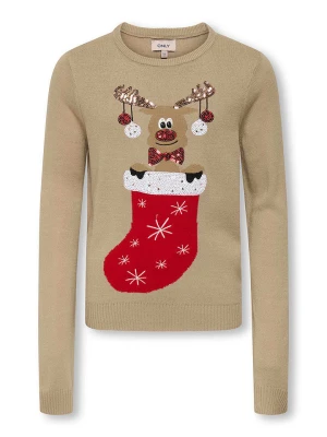KIDS ONLY Sweter "Xmas" w kolorze beżowym rozmiar: 158 / 164