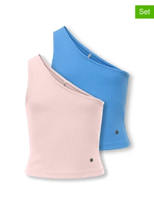 KIDS ONLY Topy (2 szt.) "Nessa" w kolorze jasnoróżowym i niebieskim rozmiar: 122/128