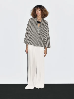 Kimono Z Mieszanki Bawełny W Paski - Granatowy - - Massimo Dutti - Kobieta